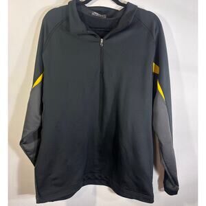 Nike Golf Therma Fit Black 1/4 Zip Pullover XL Yellow Stripe Athletic